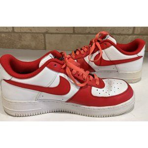 NIKE Air Force 1 Mens Low Top‎ Red Swoosh White CT7875 994 Size 9.5